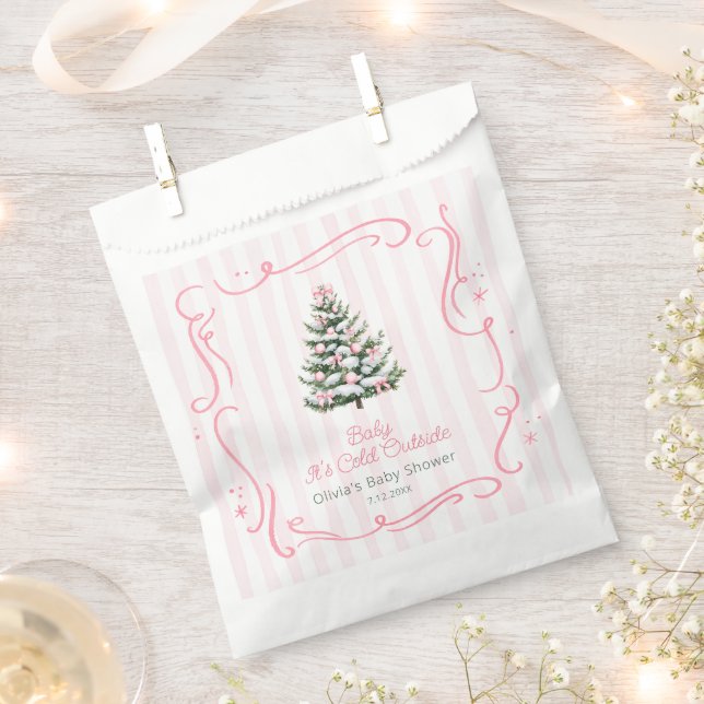 Baby It's Cold Outside Pink Winter Baby Shower Geschenktütchen (Ausgeschnitten)