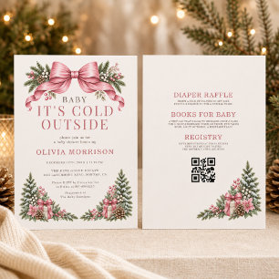 Baby It's Cold Outside Rosa Schleife Baby Shower Einladung