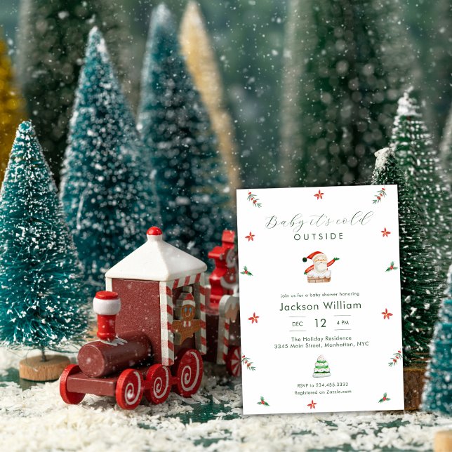 Baby It's Cold Outside Santa Winter Baby Shower Einladung (Baby It's Cold Outside Santa Winter Baby Shower Invitation)