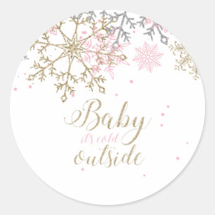 Baby It's Cold Outside Schneebaby-Baby-Shower Runder Aufkleber