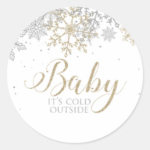 Baby It's Cold Outside Schneebaby Baby Shower Runder Aufkleber