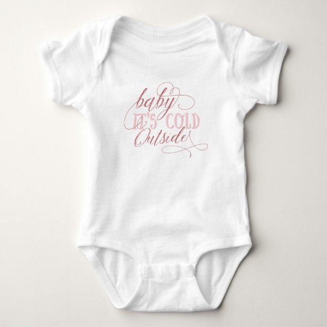 Baby It's Cold Outside Script Quote Baby Jumpsuit Strampler (Vorderseite)