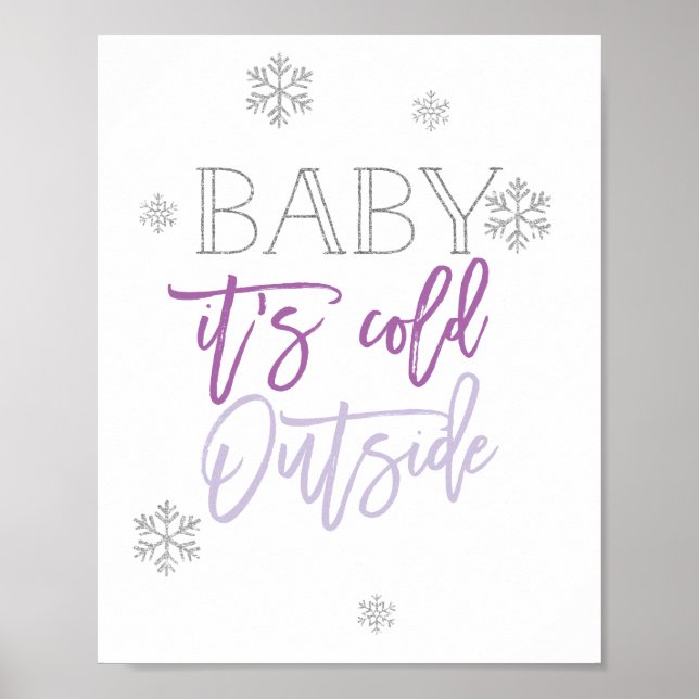 Baby It's Cold Outside | Silver Glitter Purple Poster (Vorne)