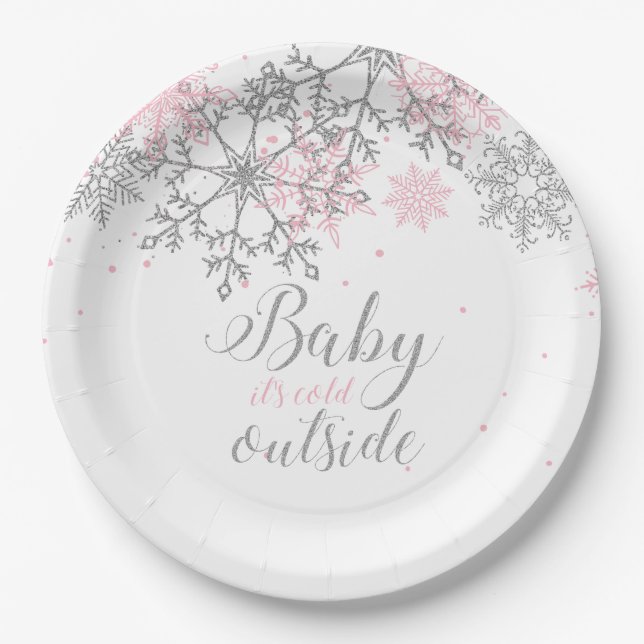 Baby It's Cold Outside Snowflake Baby Shower Paper Pappteller (Vorderseite)