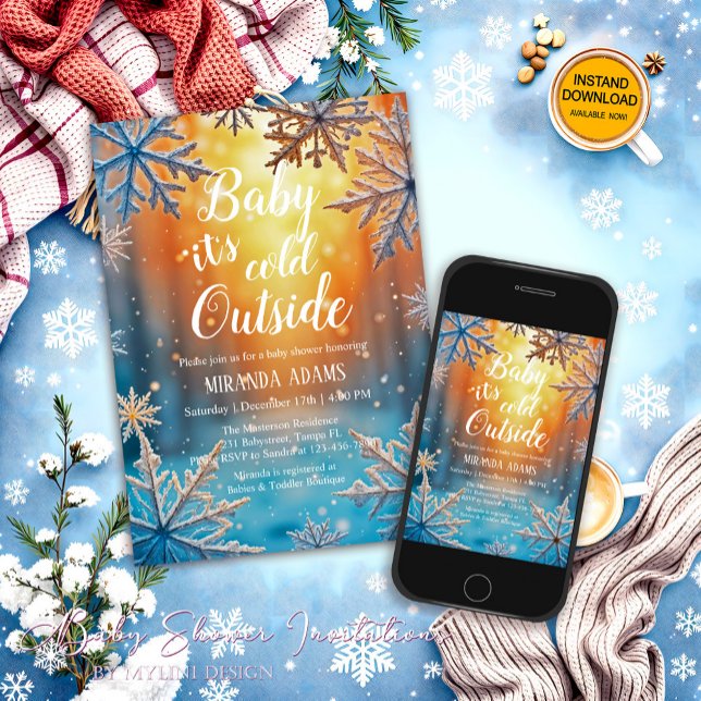 Baby Its Cold Outside Snowy Winter Baby Shower Einladung (Von Creator hochgeladen)