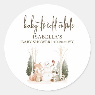 Baby It's Cold Outside Wald-Baby-Party Runder Aufkleber