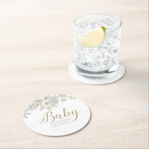 Baby It's Cold Outside Winter-Baby-Party Runder Pappuntersetzer