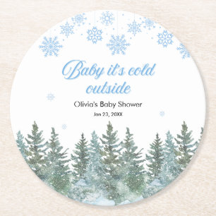 Baby It's Cold Outside Winter-Baby-Party Runder Pappuntersetzer