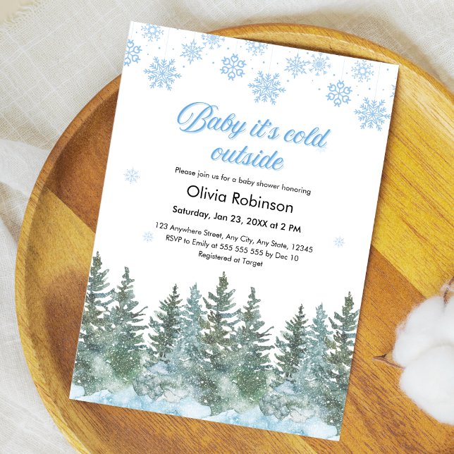 Baby It's Cold Outside Winter Baby Shower Einladung (Snowflakes Baby It's Cold Outside Winter Baby Shower Invitation )