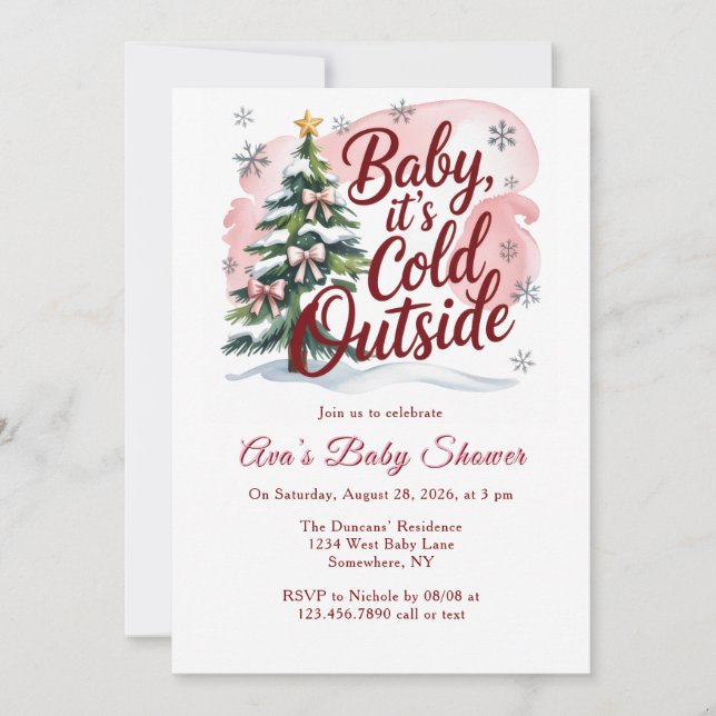 Baby, It's Cold Outside Winter Baby Shower  Einladung (Vorderseite)