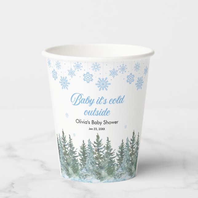 Baby It's Cold Outside Winter Baby Shower Pappbecher (Vorderseite)