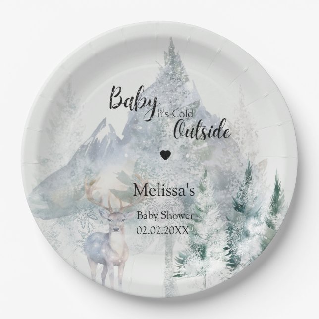 Baby It's Cold Outside Winter Baby Shower Pappteller (Vorderseite)