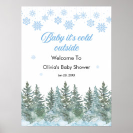Baby It's Cold Outside Winter Baby Shower Welcome  Poster