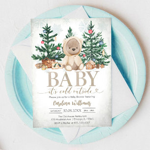 Baby It's Cold Outside Winter Bär Baby-Party Einladung
