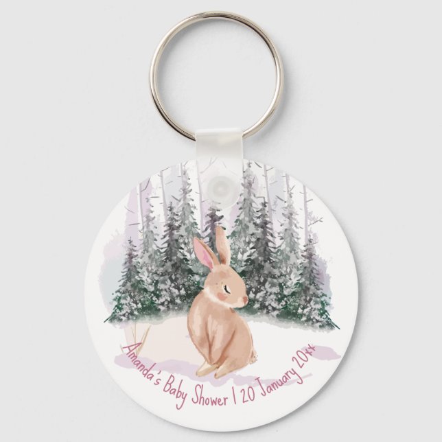 Baby It's Cold Outside Winter Bunny Baby Dusche Schlüsselanhänger (Vorderseite)