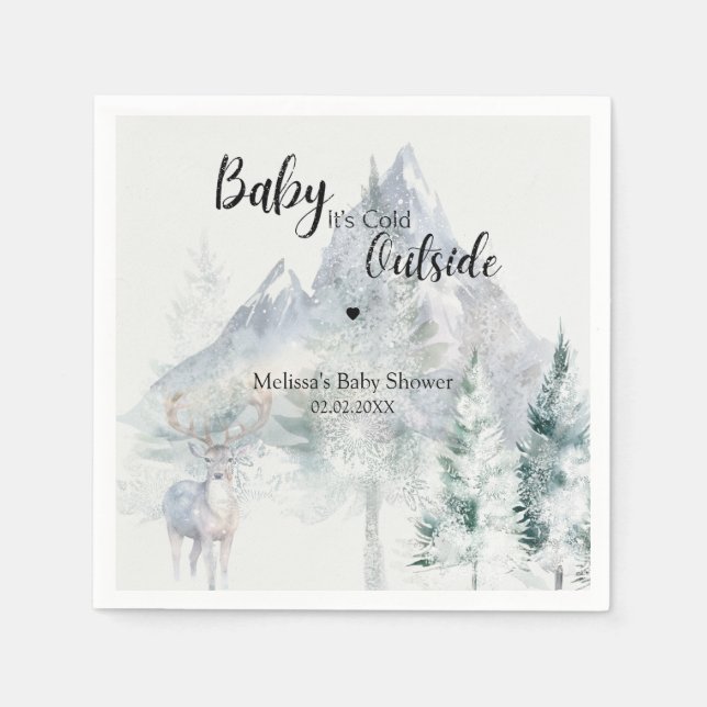 Baby Its Cold Outside Winter Evergreen Baby Shower Serviette (Vorderseite)