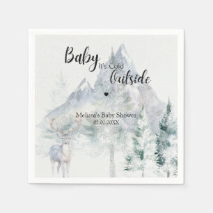 Baby It's Cold Outside Winter Evergreen Babyparty Serviette