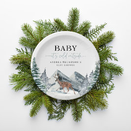 Baby It's Cold Outside Winter Forest Baby Shower Pappteller