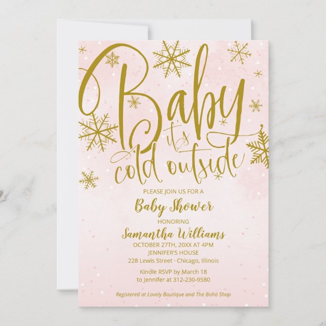 Baby It's Cold Outside Winter Girl Baby Shower Inv Einladung (Vorderseite)