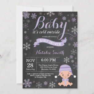 Baby It's Cold Outside Winter Mädchen Baby Shower Einladung