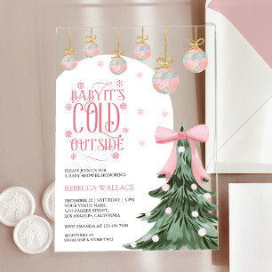 Baby It's Cold Outside Winter Pink Schleifen-Baby- Acryleinladungen