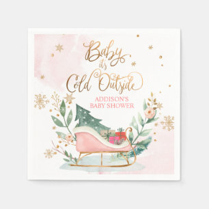 Baby It's Cold Outside Winter Sleigh Baby Dusche N Serviette