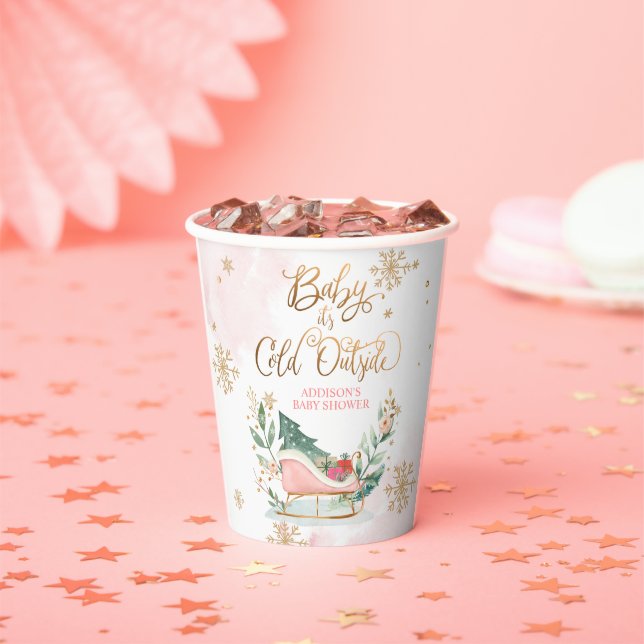 Baby It's Cold Outside Winter Sleigh Baby Dusche Pappbecher (Insitu)