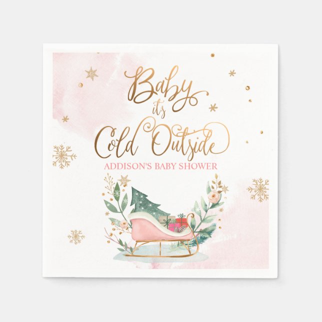 Baby It's Cold Outside Winter Sleigh Baby Dusche Serviette (Vorderseite)