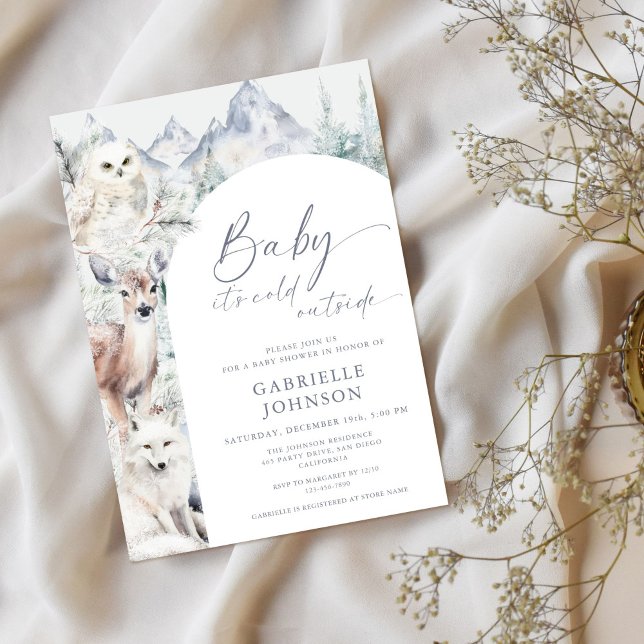 Baby It's Cold Outside Winter Woodland Baby Shower Einladung (Von Creator hochgeladen)