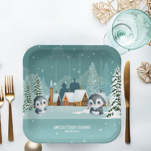 Baby It's Cold Outside Winter Woodland Baby Shower Pappteller