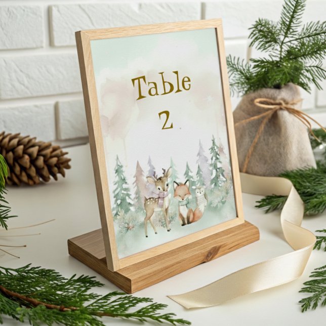 Baby It's Cold Outside Winter Woodland Baby Shower Tischnummer (Von Creator hochgeladen)