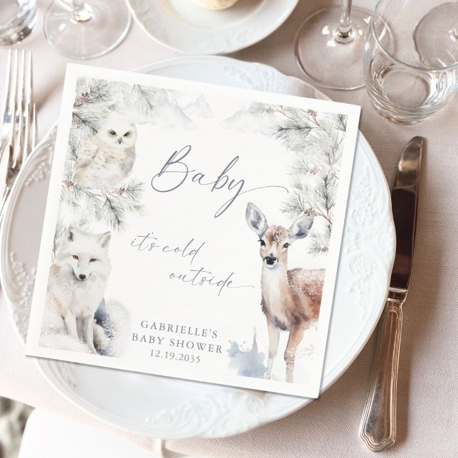 Baby It's Cold Outside Woodland Baby Shower  Serviette (Von Creator hochgeladen)