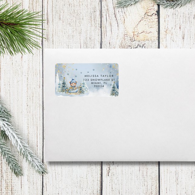 Baby It's Cold Outside Woodland Bear Address Label Adressaufkleber (Von Creator hochgeladen)