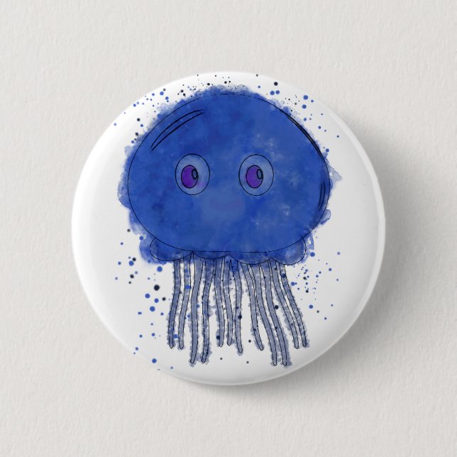 Baby Jellyfish Watercolor Button (Vorderseite)
