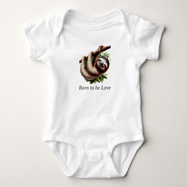 Baby Jersey Bodysuit - Niedlich Hanging Baby Sloth Baby Strampler (Vorderseite)
