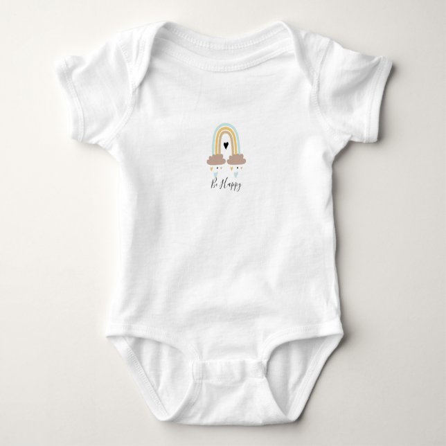 Baby Jersey Bodysuit - Rainbow and Hearts Bib Baby Strampler (Vorderseite)