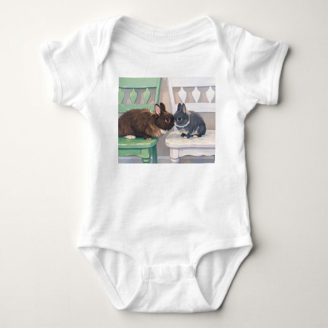 Baby Jersey Bodysuit - Two Adorable Rabbits Baby Strampler (Vorderseite)