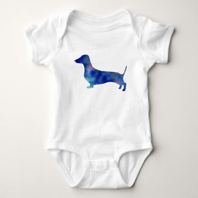 Baby-Jersey-Bodysuit, weißer Dackel-Hund Baby Strampler (Vorderseite)