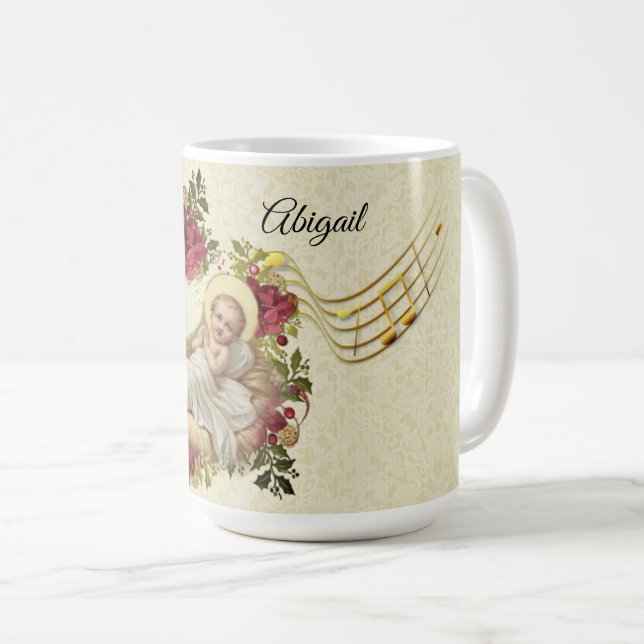 Baby Jesus Christmas Floral Music Kaffeetasse (VorderseiteRechts)