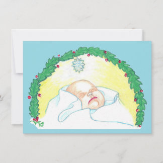 Baby Jesus Enwreathed Feiertagskarte