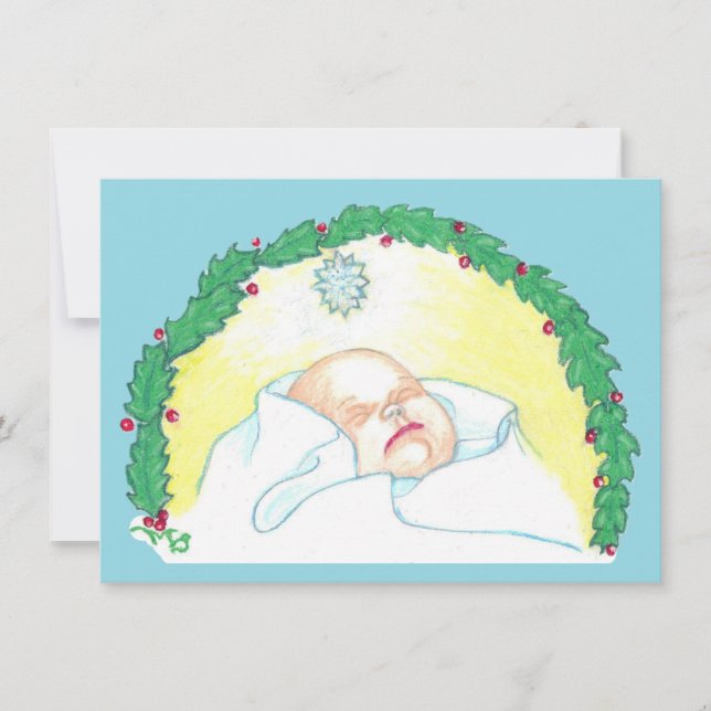 Baby Jesus Enwreathed Feiertagskarte (Vorderseite)