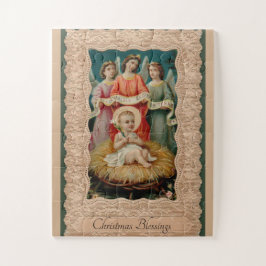 Baby Jesus im Ärger mit Engeln Weihnachten