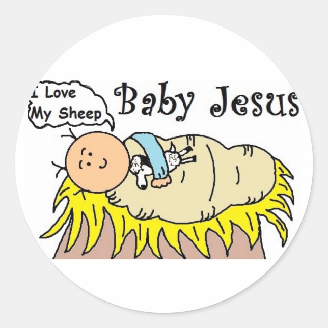 Baby Jesus in der Gefahrenaufkleber Runder Aufkleber (Vorderseite)
