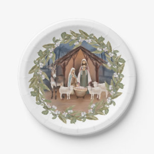 Baby Jesus in der Krippe des Betreibers Pappteller