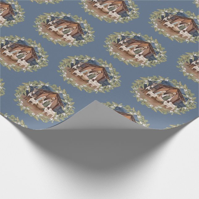 Baby Jesus in der Krippe des Mangers Geschenkpapier (Ecke)