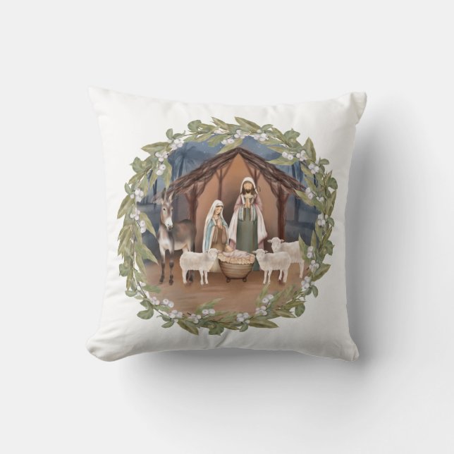 Baby Jesus in der Krippe des Mangers Kissen (Vorderseite)