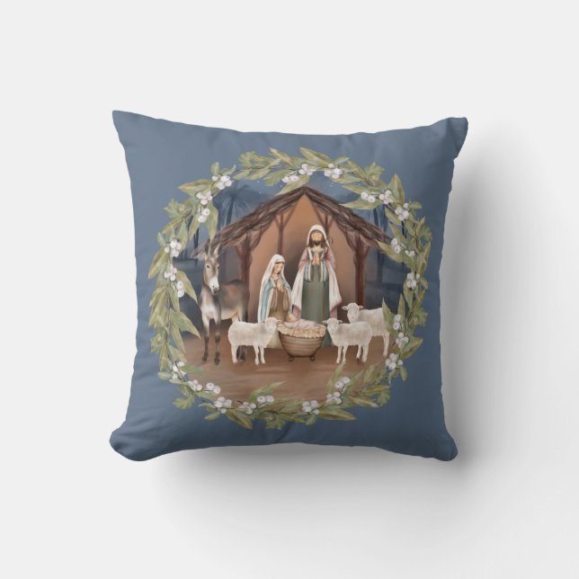 Baby Jesus in der Krippe des Mangers Kissen (Vorderseite)
