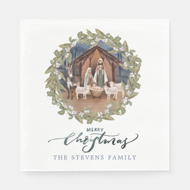 Baby Jesus in der Krippe des Mangers Serviette (Vorderseite)