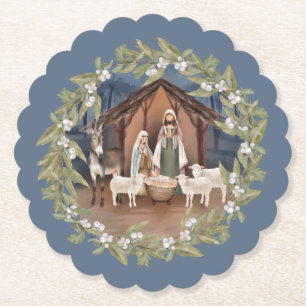 Baby Jesus in der Krippe des Mangers Untersetzer
