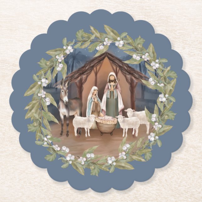 Baby Jesus in der Krippe des Mangers Untersetzer (Vorderseite)